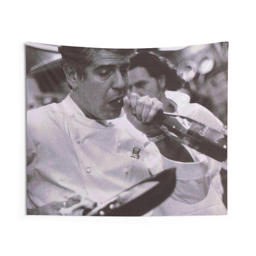 Anthony Bourdain Vintage Tapestry Featuring Cook and Open Beer