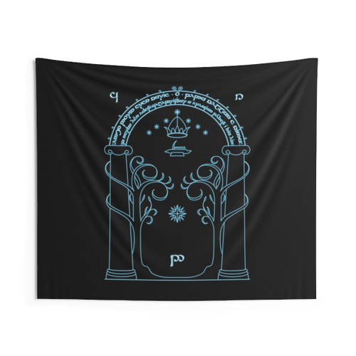 Lord of the Rings Moria Gate Tapestry in Light Blue