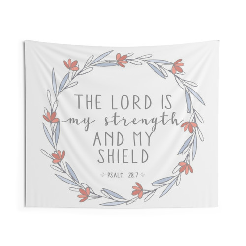 Psalm 28:7 Floral Tapestry Wall Decor