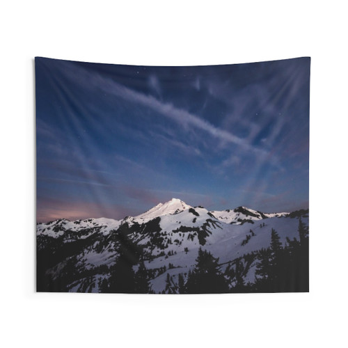 Mount Baker Starlight Tapestry with Scenic Mountain Landscape