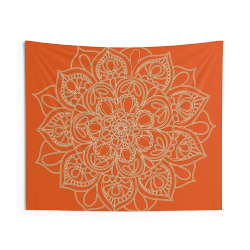 Orange Mandala Tapestry Wall Hanging
