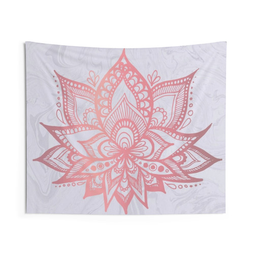 Pink Lotus Flower Marble Tapestry