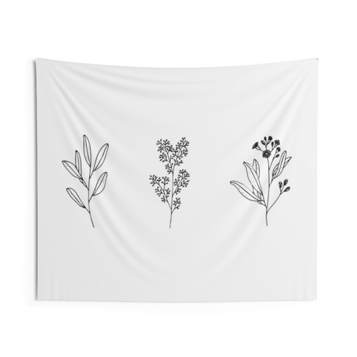 Minimalist Flower Stickers Tapestry