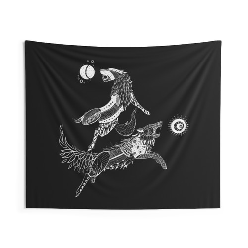 Hati and Sköll Norse Mythology Tapestry