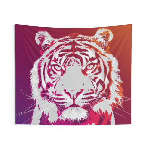 Vibrant Neon Tiger Tapestry Wall Art