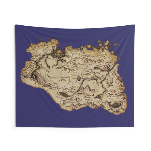 Skyrim Map Tapestry - Elder Scrolls Gaming Wall Art