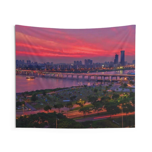 Summer Sunset in Seoul, Korea Tapestry