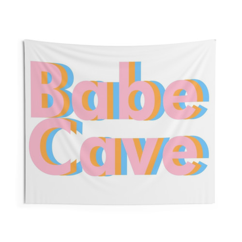 70s Retro Babe Cave Typography Tapestry