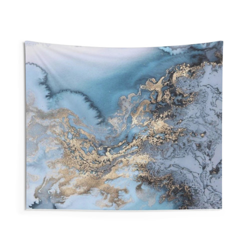Blue and Gold Marble Tapestry