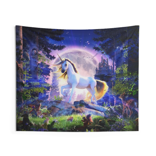 Moonlight Unicorn Fantasy Tapestry