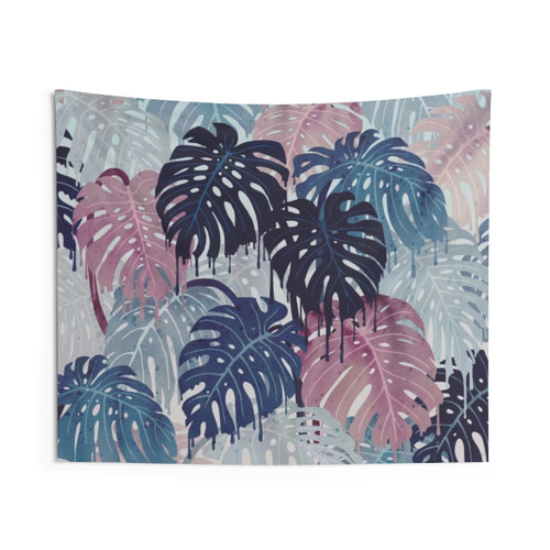Monstera Melt Tapestry with Tropical Leaves and Melting Effect