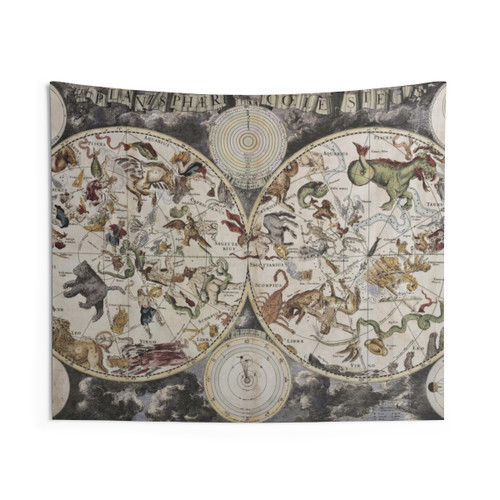 Vintage Celestial Star Map Tapestry