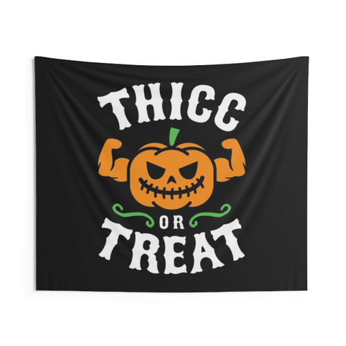 Thicc Or Treat Pumpkin Workout Tapestry