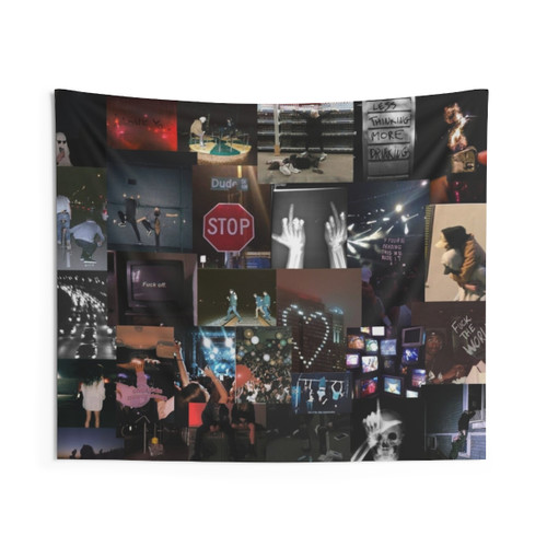 Night Life Aesthetic Collage Tapestry
