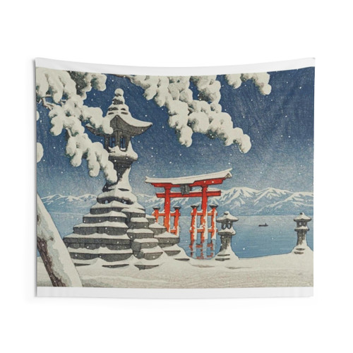 Japanese Tapestry Featuring the Red Torii by Kawase Hasui