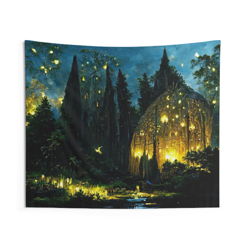 Fantasy Elves City Tapestry