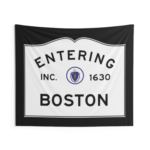 Boston Road Sign Tapestry - Commonwealth of Massachusetts