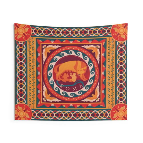 Ancient Roman Mosaic Tapestry Featuring Symbols of the Roman Empire