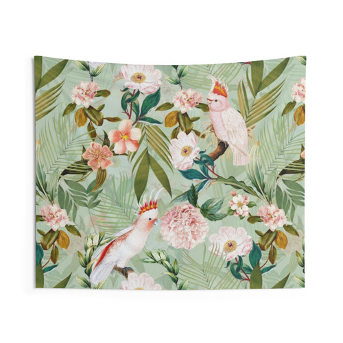 Tropical Cockatoo Botanical Tapestry
