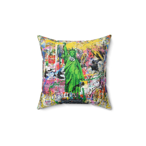 Pop Art Street Art Pillow with Statue of Liberty Motif