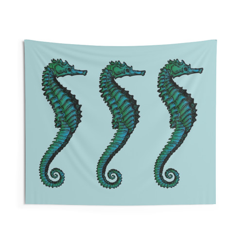 Vintage Seahorse Trio Tapestry Wall Hanging