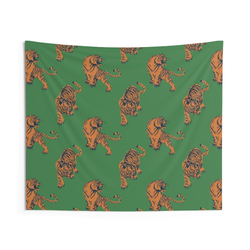 Green Tiger Print Tapestry