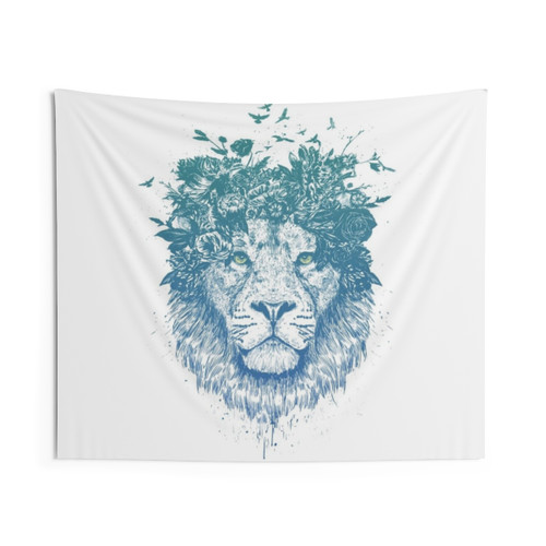 Floral Lion Tapestry Wall Art
