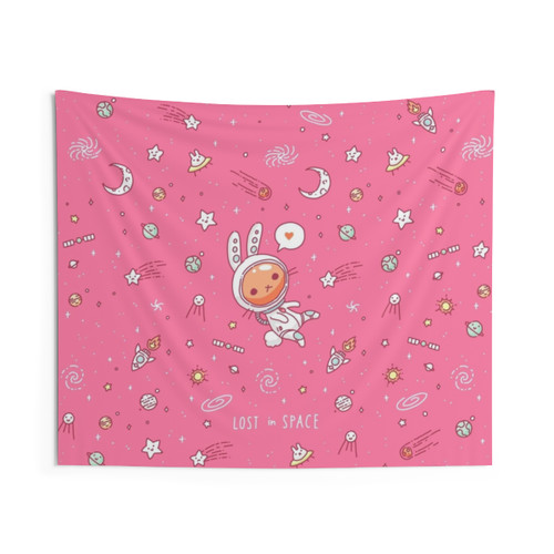 Cute bunny in space tapestry
