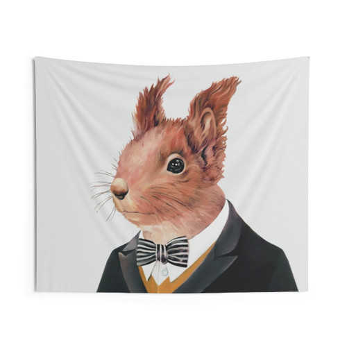 Red Squirrel Tapestry - Whimsical Woodland Creatures Wall Art