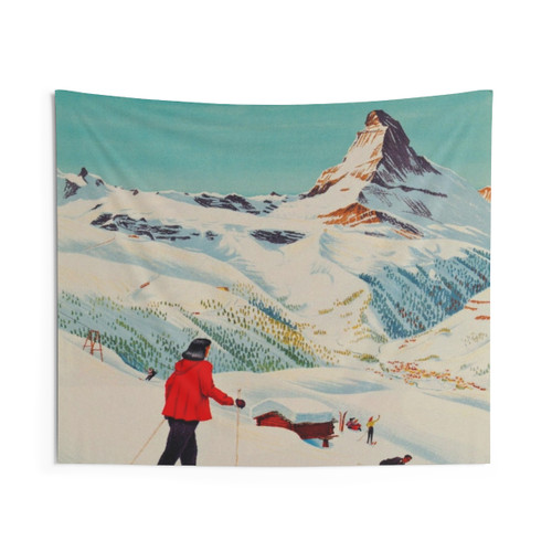 Vintage Ski Tapestry from Zermatt, Switzerland