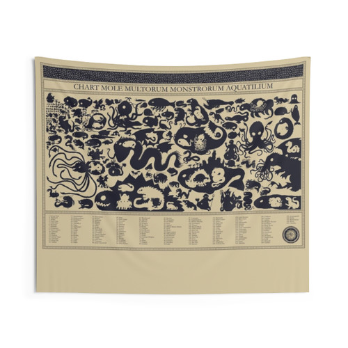 Size Chart of Sea Monsters Tapestry | Mythological Sea Life Wall Hanging