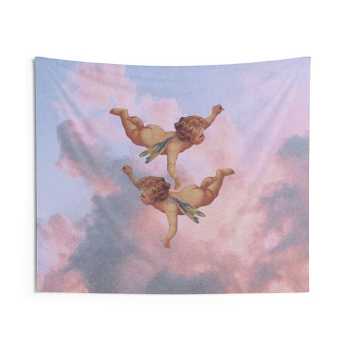 Angelic Sky Tapestry - Retro Angel Artwork