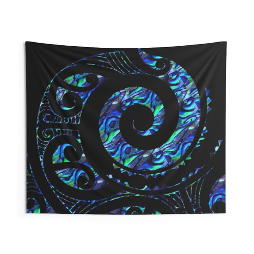 Maori Paua Tattoo Koru Design Tapestry