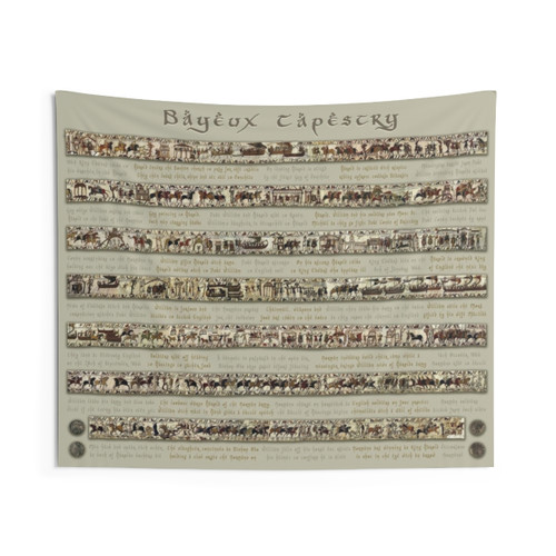 Bayeux Tapestry Wall Hanging Depicting Medieval Battle Scenes