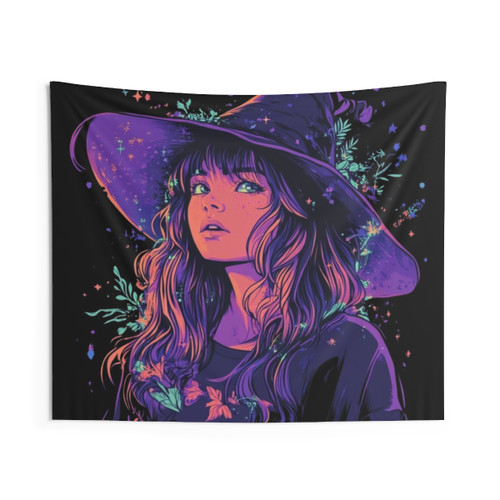 Mystical Anime Witch Tapestry - Magical Fantasy Art