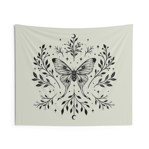 Mystical Lunar Moth Tapestry - Boho Wall Hanging