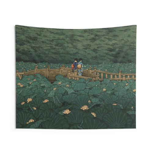 Kawase Hasui Japanese Woodblock Tapestry - The Pond at Shiba Shrine