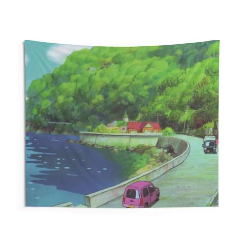 Anime-Inspired Seaside Landscape Tapestry