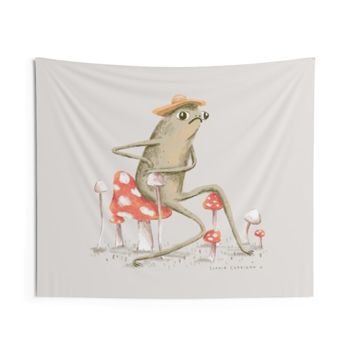 Whimsical Toad Tapestry - Awkward Frog Art Wall Hanging