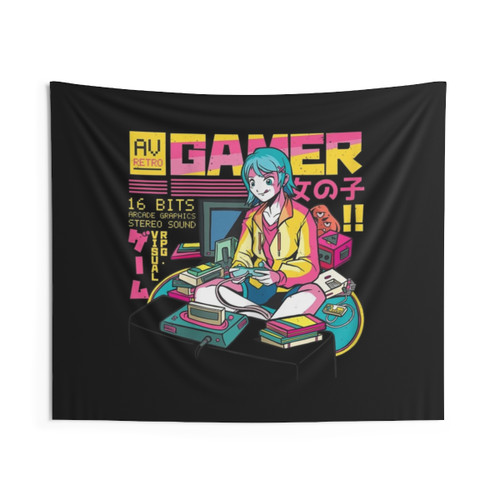 Anime Girl Gamer Vaporwave Tapestry