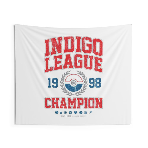 Indigo League Champion Tapestry - Anime and Retro Gaming Art