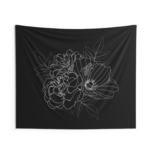 Black and White Floral Arrangement Tapestry