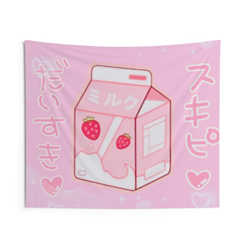 Kawaii Strawberry Milk Tapestry