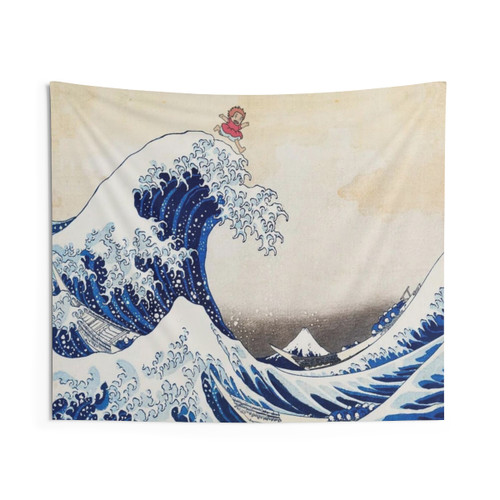 Ponyo Riding the Waves Tapestry - Studio Ghibli Anime Art