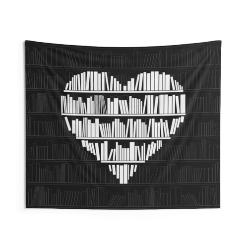 Book Lover Tapestry with Heart Design