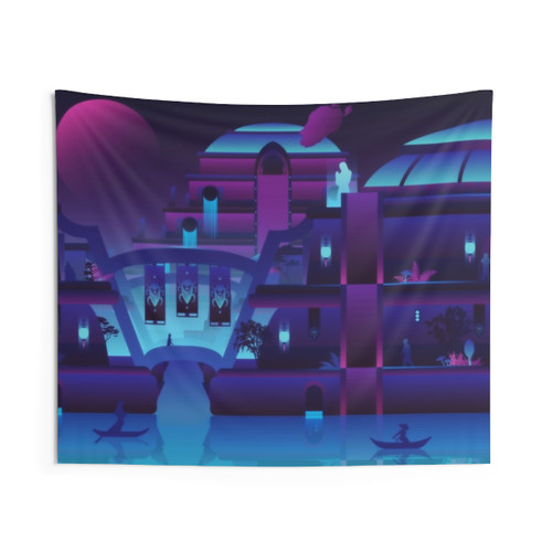 Synthwave Vivec City Tapestry - Elder Scrolls Wall Art