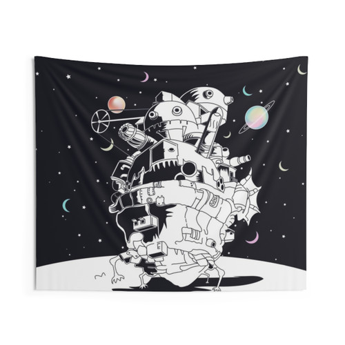 Studio Ghibli Castle in Starry Night Tapestry