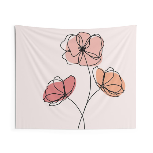 Minimalist Poppies Floral Tapestry Wall Hanging