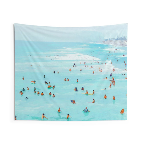 Vibrant Watercolor Tapestry Depicting a Summer Beach Scene