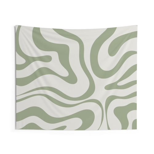 Modern Abstract Sage Green Tapestry